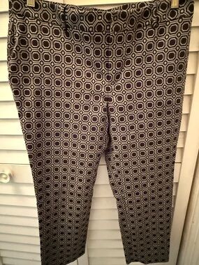 Geometric Retro Design Straight-Leg Pants - Black & Cream